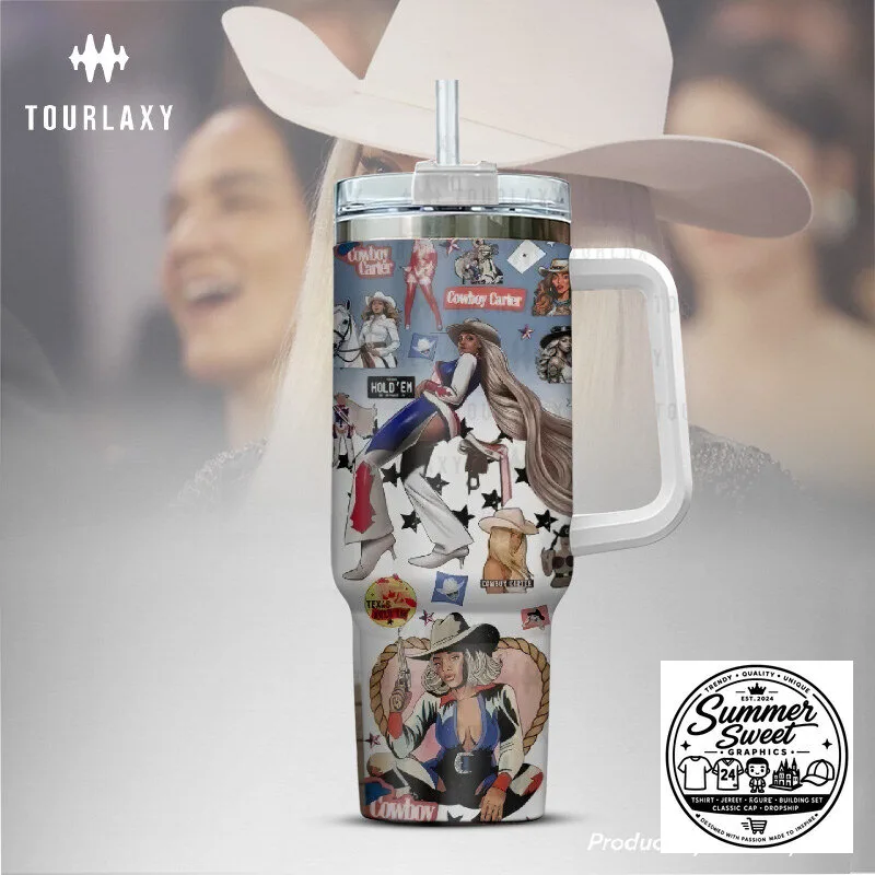 Beyonce Cowboy Carter Album Art Stainless Steel Tumbler with Handle 5 Beyonce Cowboy Carter Album Art Stainless Steel Tumbler with Handle