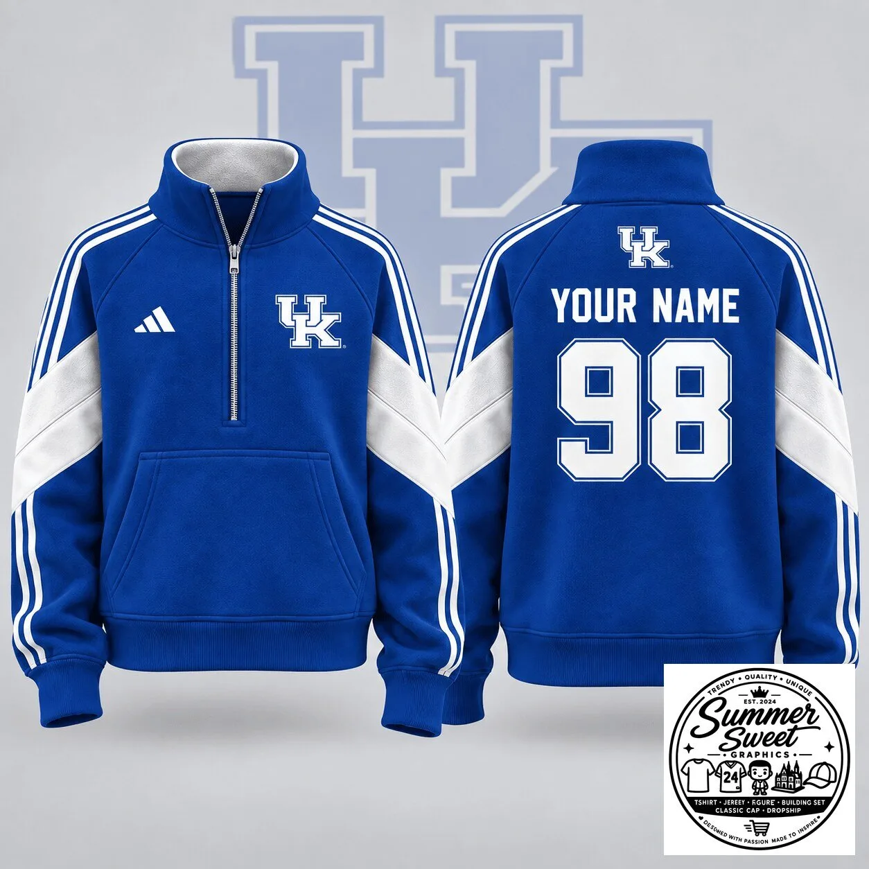 Kentucky Wildcats Personalized Quarter Zip Pullover Sweatshirt