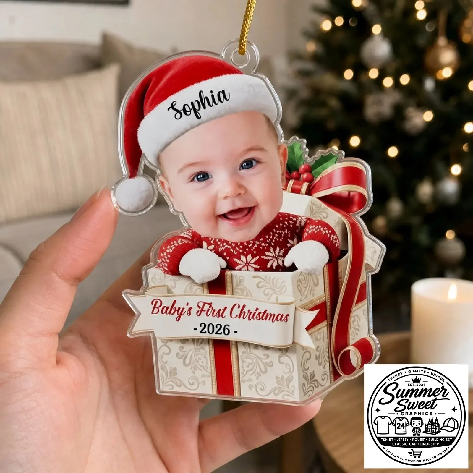 Personalized Baby's First Christmas Photo Ornament, Custom Name First Christmas Gift 9 personalized baby s first christmas photo ornament custom name first christmas gift gallery 2