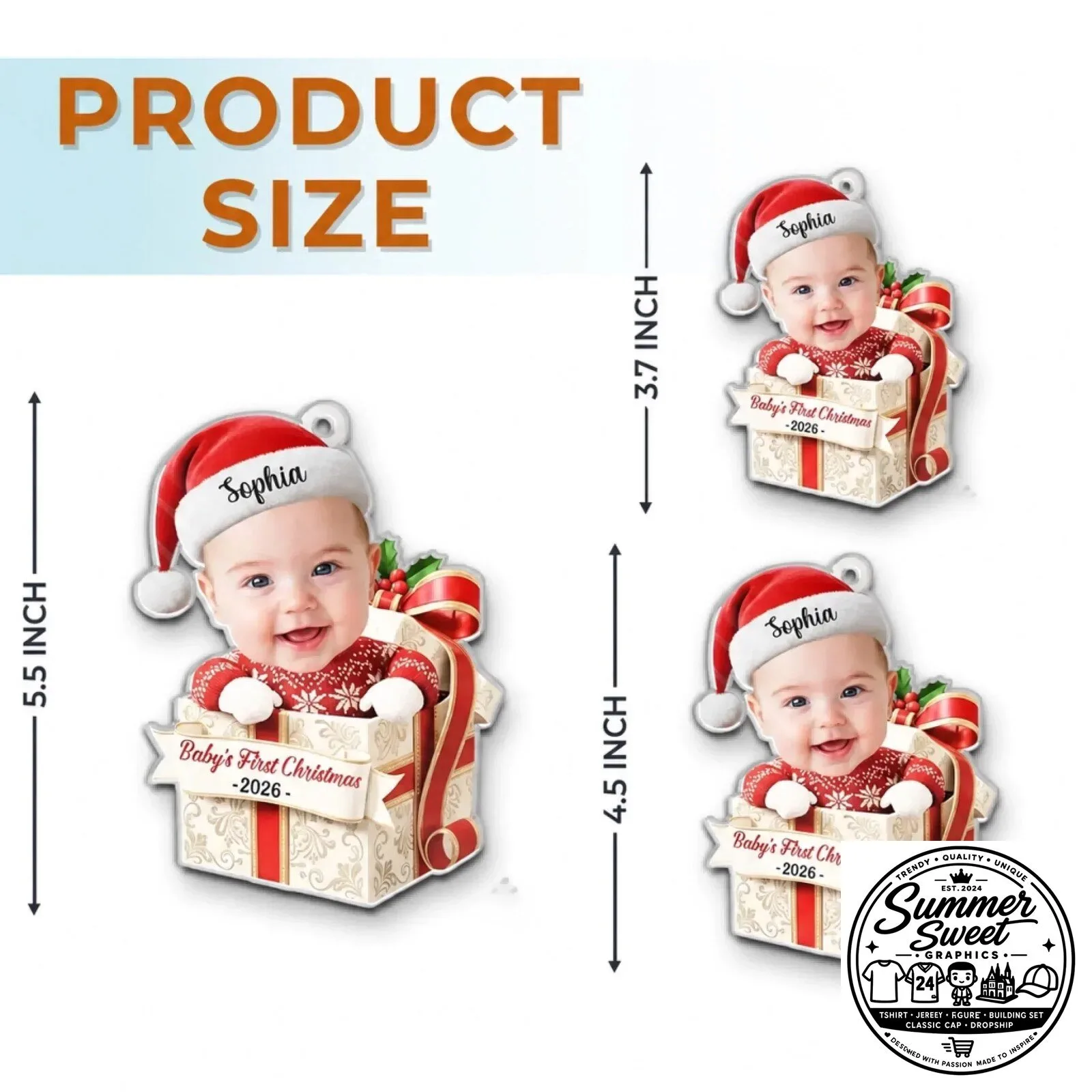 Personalized Baby's First Christmas Photo Ornament, Custom Name First Christmas Gift 10 personalized baby s first christmas photo ornament custom name first christmas gift gallery 3