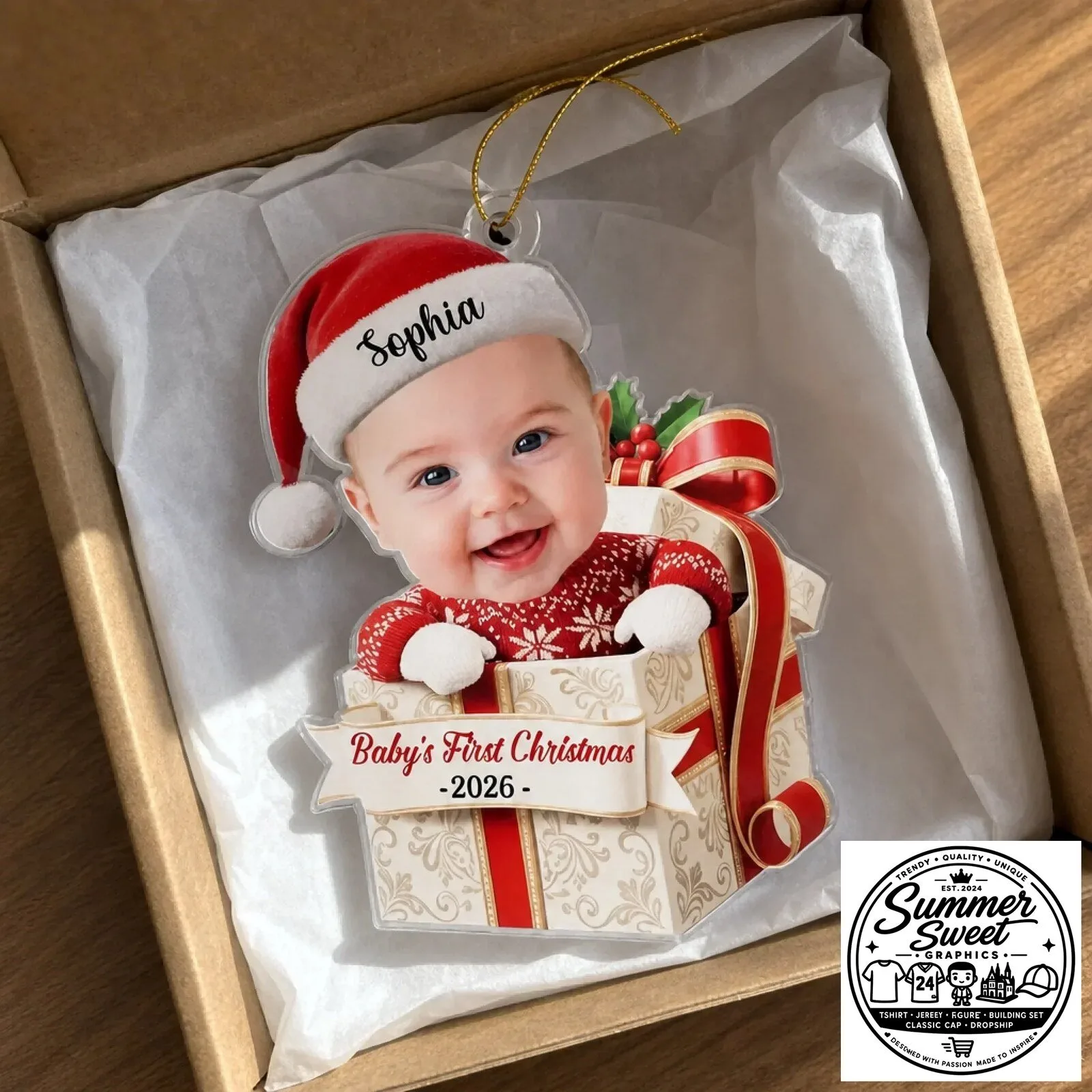 Personalized Baby's First Christmas Photo Ornament, Custom Name First Christmas Gift 11 personalized baby s first christmas photo ornament custom name first christmas gift gallery 4