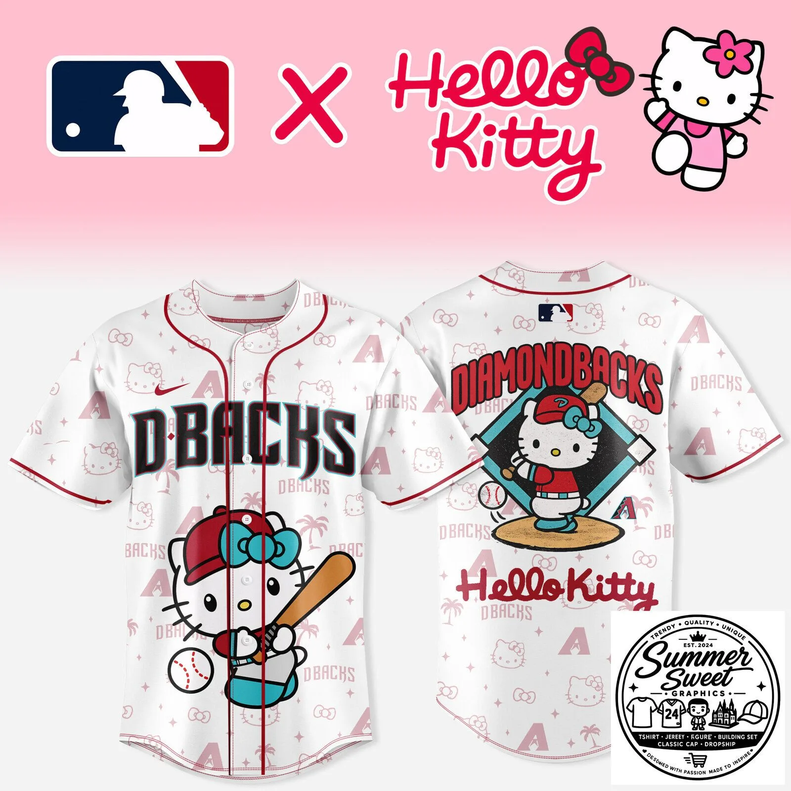 Arizona Diamondbacks Hello Kitty Baseball Sports Fan Jersey