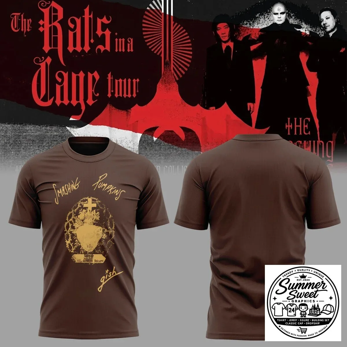 The Smashing Pumpkins Gish Album Cover Art Brown T-Shirt