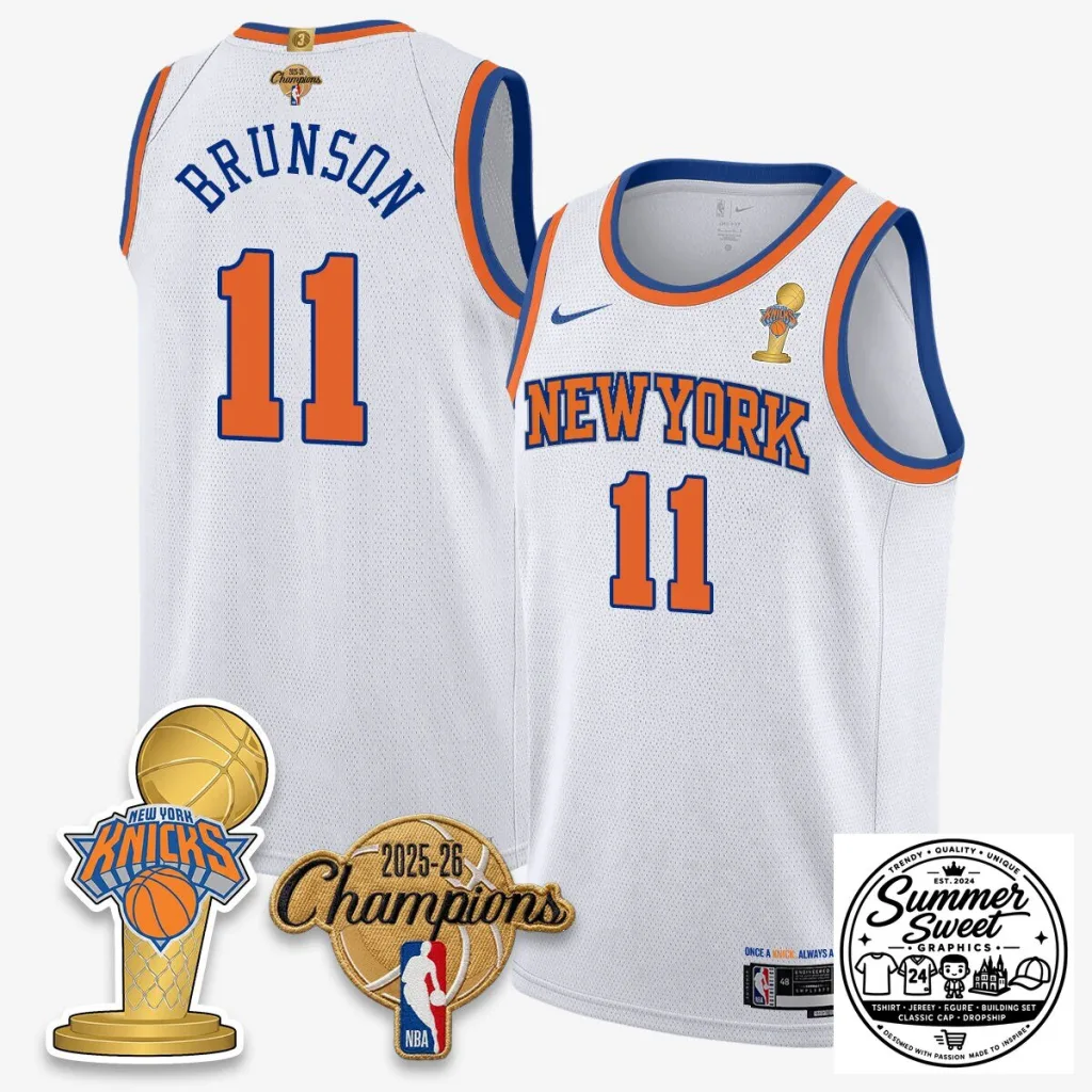 New York Knicks Jalen Brunson White 2026 Champions Basketball Jersey New York Knicks Jalen Brunson White 2026 Champions Basketball Jersey