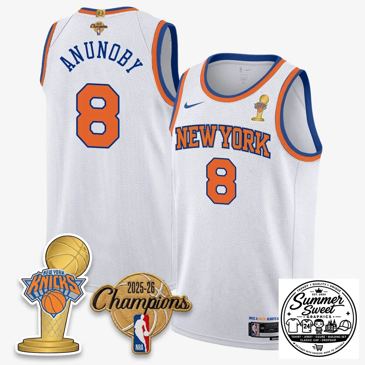 New York Knicks Jalen Brunson White 2026 Champions Basketball Jersey 9 New York Knicks Jalen Brunson White 2026 Champions Basketball Jersey