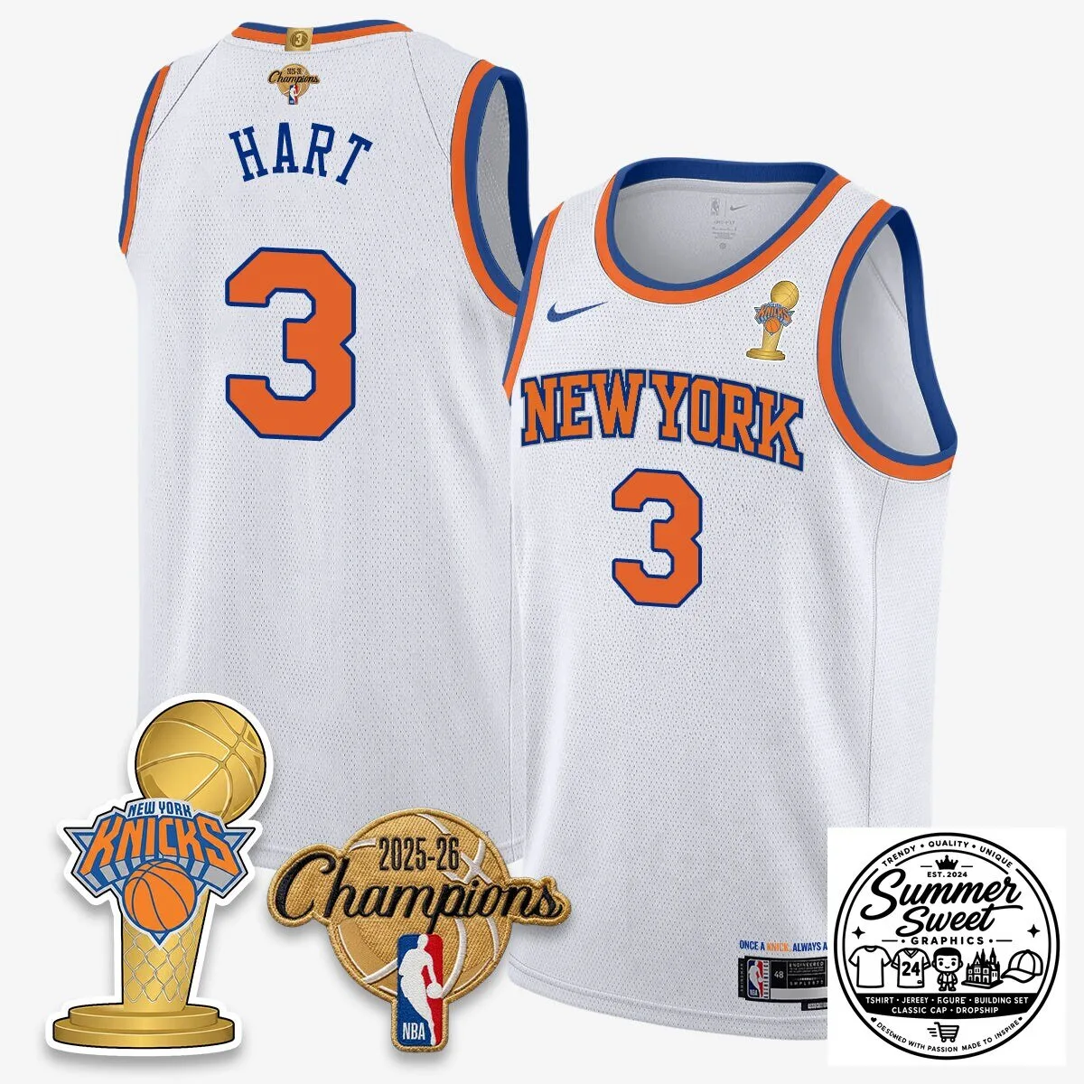 New York Knicks Jalen Brunson White 2026 Champions Basketball Jersey 11 New York Knicks Jalen Brunson White 2026 Champions Basketball Jersey