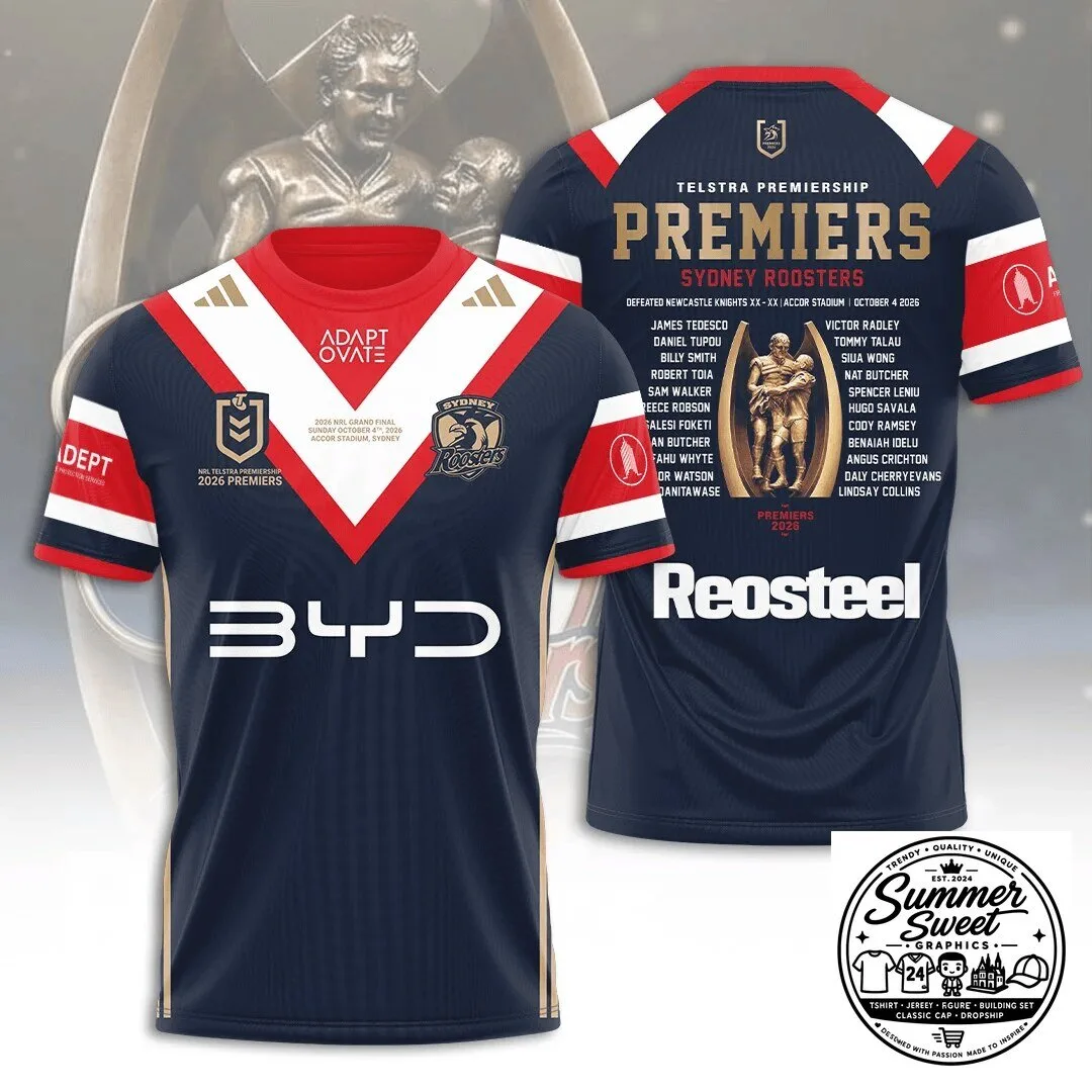 Sydney Roosters NRL Telstra Premiership 2026 Premiers Rugby League Football Jersey