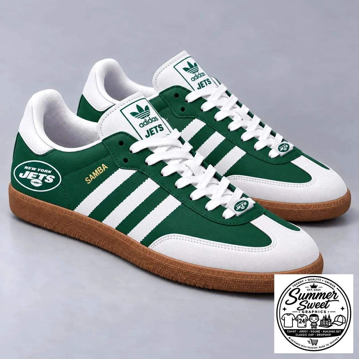 New York Jets NFL Classic Samba-Inspired Low-Top Sneakers Shoes