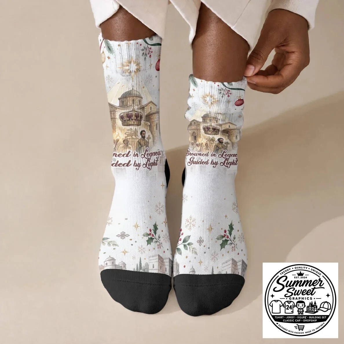 Ethiopian Orthodox Christmas Haile Selassie Vintage Style Crew Socks