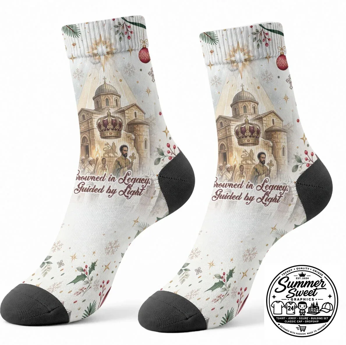 Ethiopian Orthodox Christmas Haile Selassie Vintage Style Crew Socks 6 Ethiopian Orthodox Christmas Haile Selassie Vintage Style Crew Socks