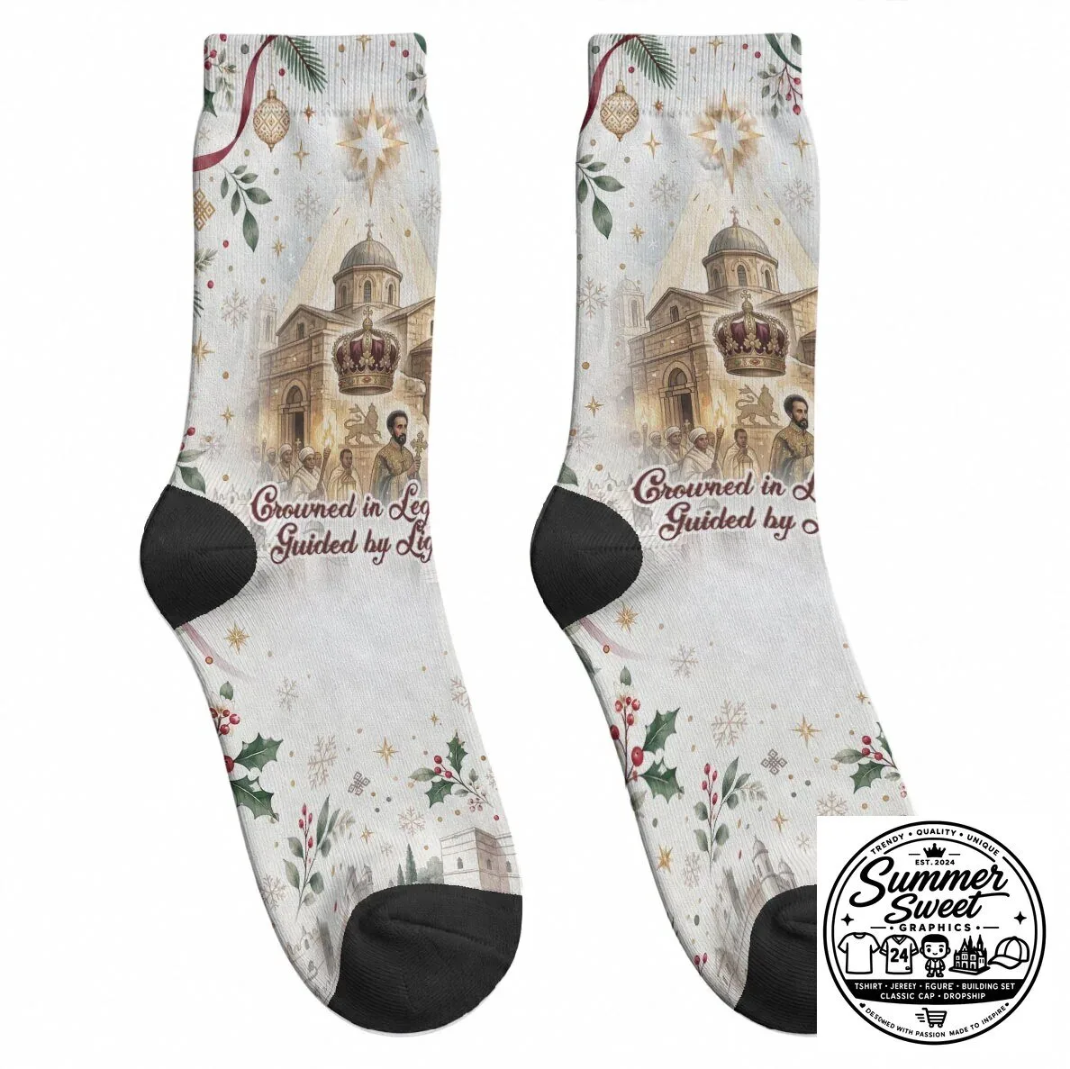 Ethiopian Orthodox Christmas Haile Selassie Vintage Style Crew Socks 7 Ethiopian Orthodox Christmas Haile Selassie Vintage Style Crew Socks