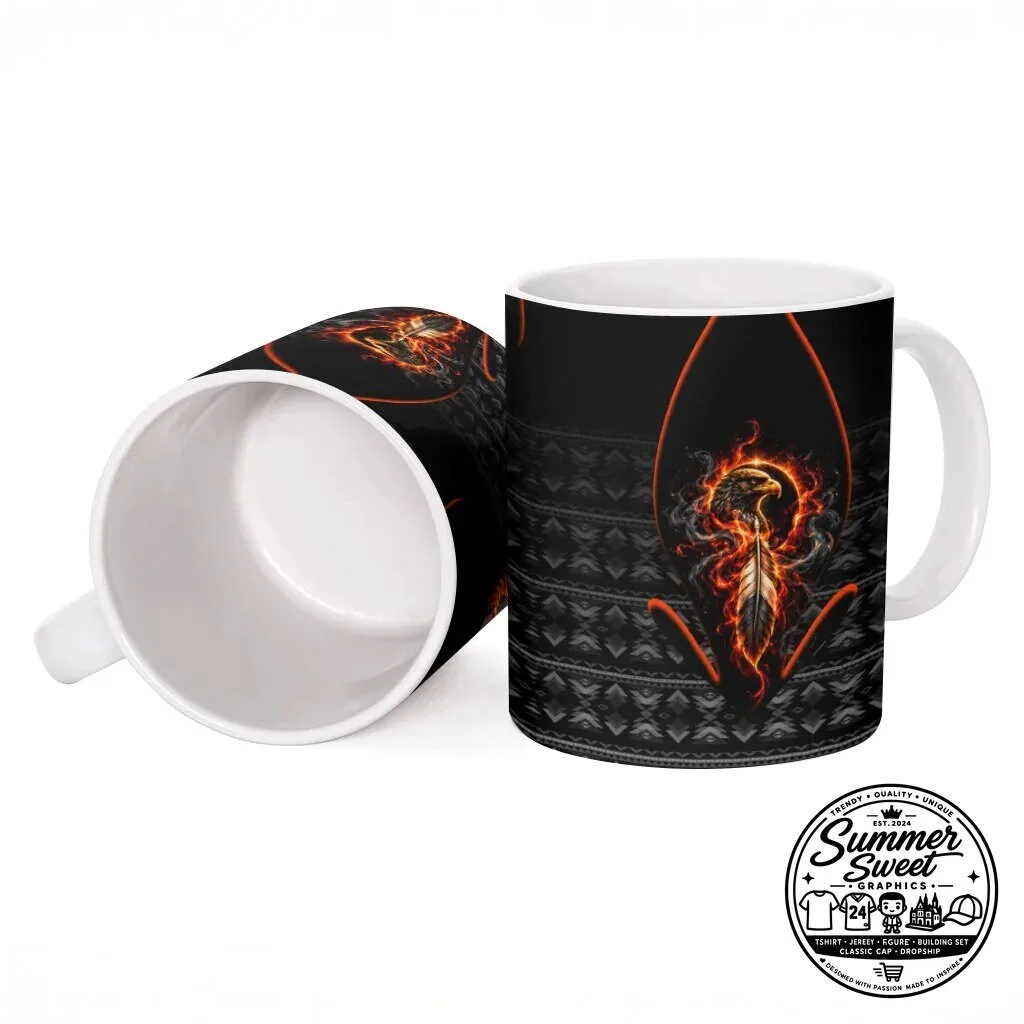 Cherokee Spirit Animals Fiery Tribal Art Ceramic Coffee Mug 7 Cherokee Spirit Animals Fiery Tribal Art Ceramic Coffee Mug