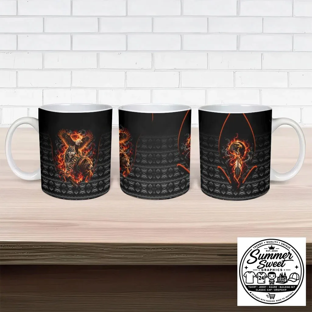 Cherokee Spirit Animals Fiery Tribal Art Ceramic Coffee Mug 9 Cherokee Spirit Animals Fiery Tribal Art Ceramic Coffee Mug