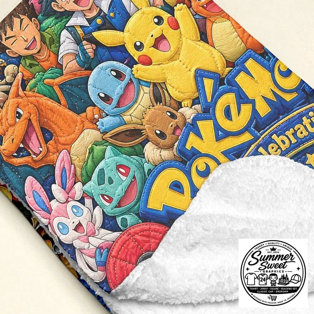 Pokemon 30th Celebration Pikachu and Friends Personalized Blanket 10 Pokemon 30th Celebration Pikachu and Friends Personalized Blanket