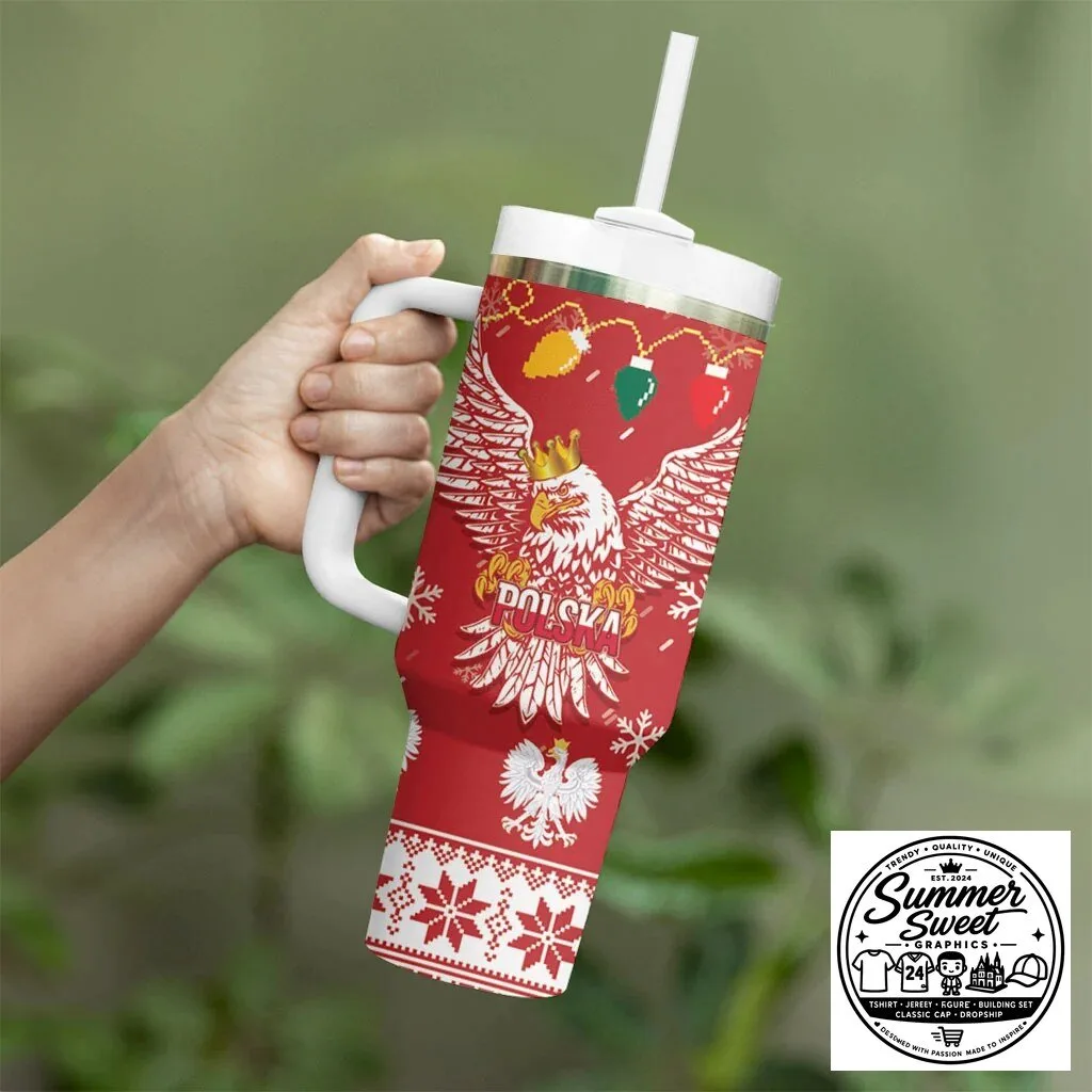 Poland Christmas White Eagle Wesołych Świąt Winter Holiday Tumbler with Handle 8 Poland Christmas White Eagle Wesołych Świąt Winter Holiday Tumbler with Handle
