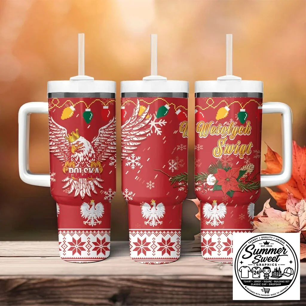 Poland Christmas White Eagle Wesołych Świąt Winter Holiday Tumbler with Handle 9 Poland Christmas White Eagle Wesołych Świąt Winter Holiday Tumbler with Handle