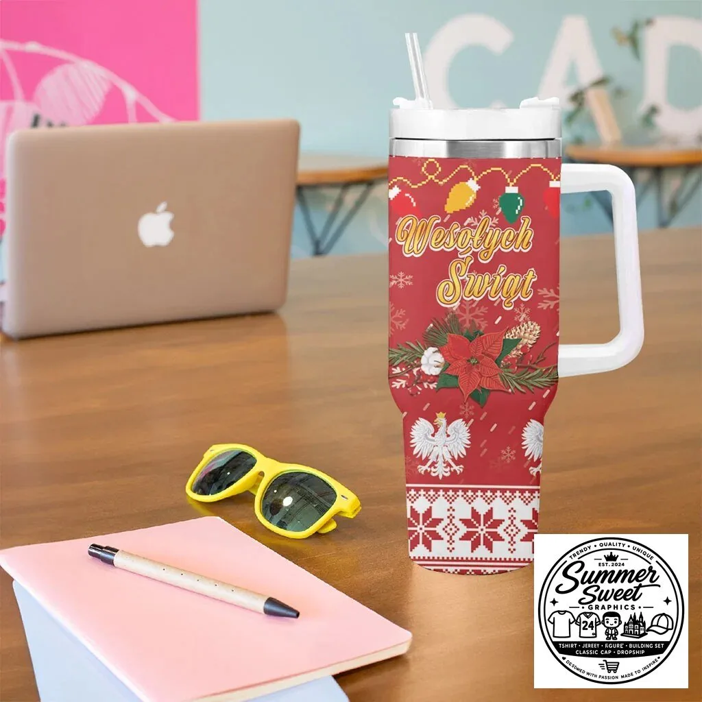 Poland Christmas White Eagle Wesołych Świąt Winter Holiday Tumbler with Handle 10 Poland Christmas White Eagle Wesołych Świąt Winter Holiday Tumbler with Handle