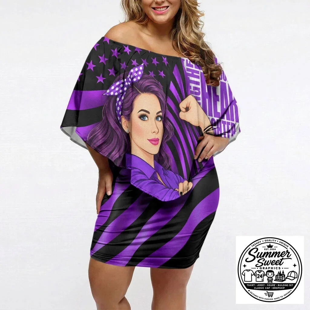 Strong Woman Domestic Violence Awareness Purple Ribbon Sunflower Flag Dress