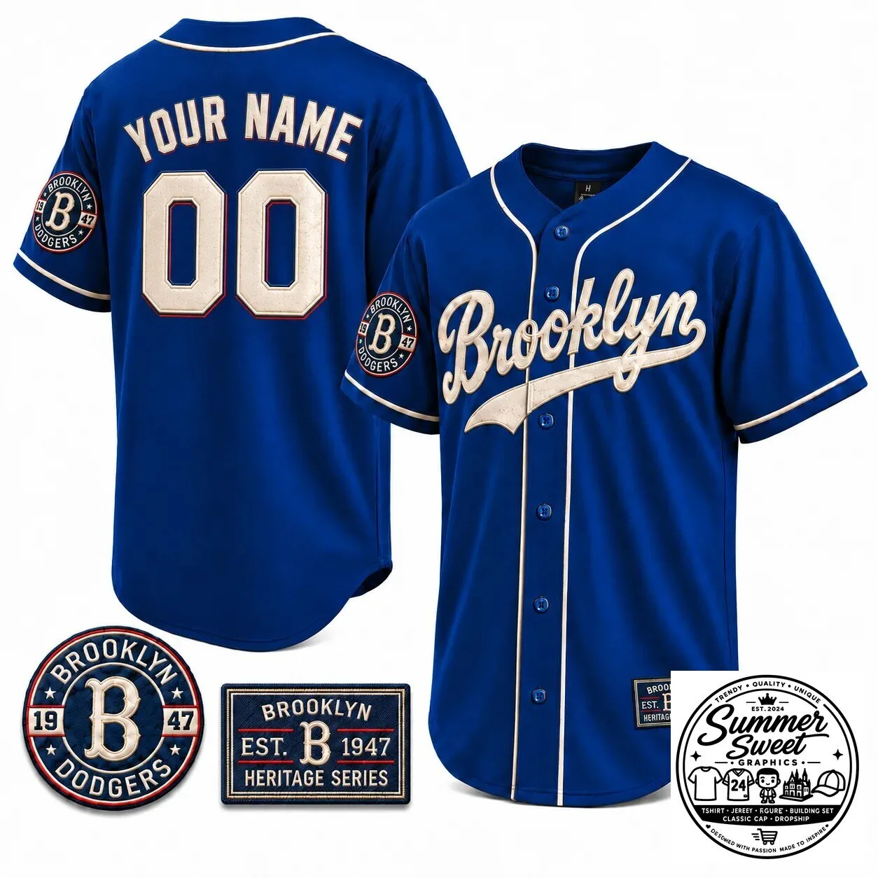 Brooklyn Dodgers 1947 Legacy Collection Heritage Custom Baseball Jersey