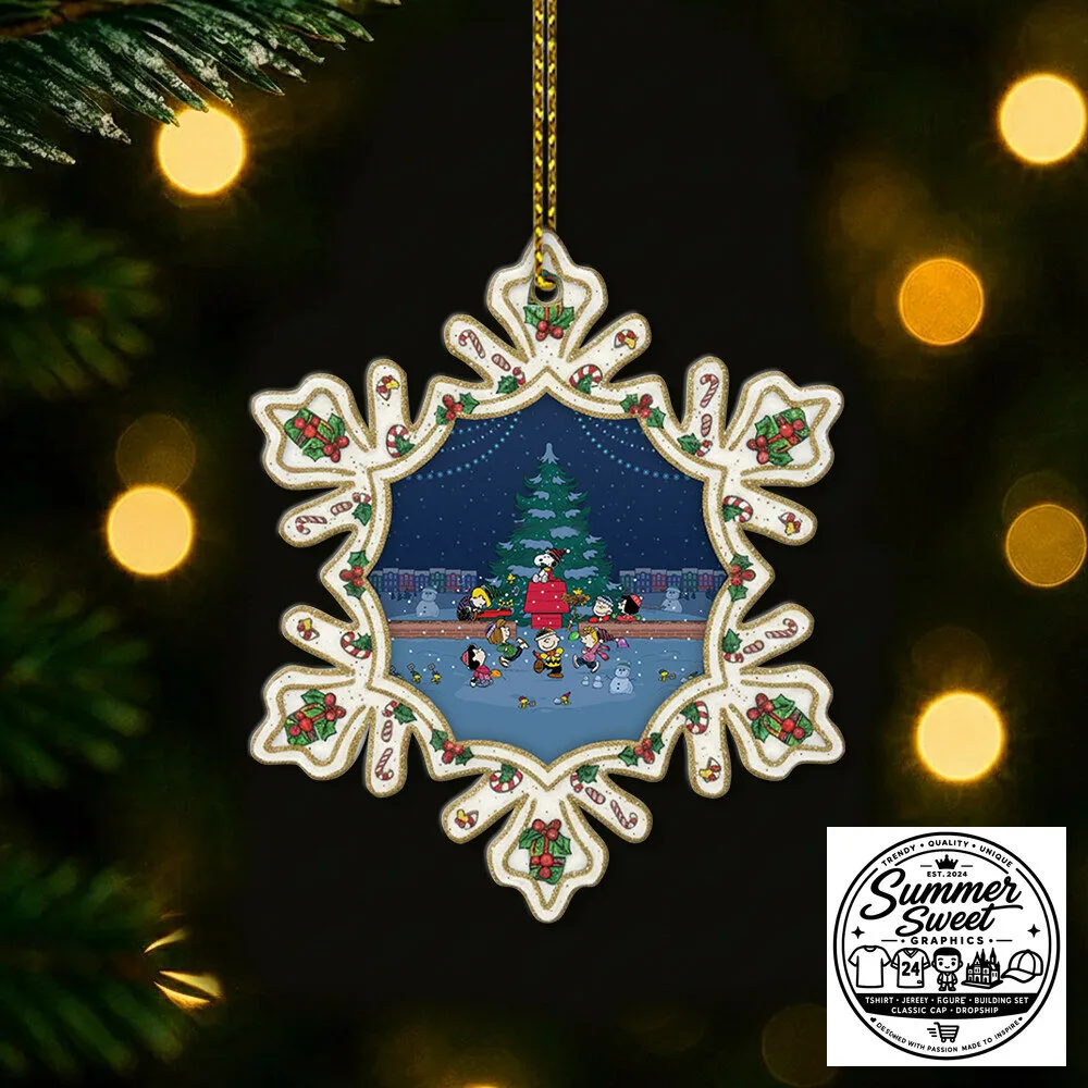Snoopy and Friends Christmas Tree Ice Skating Snowflake Christmas Ornament 9 Snoopy and Friends Christmas Tree Ice Skating Snowflake Christmas Ornament