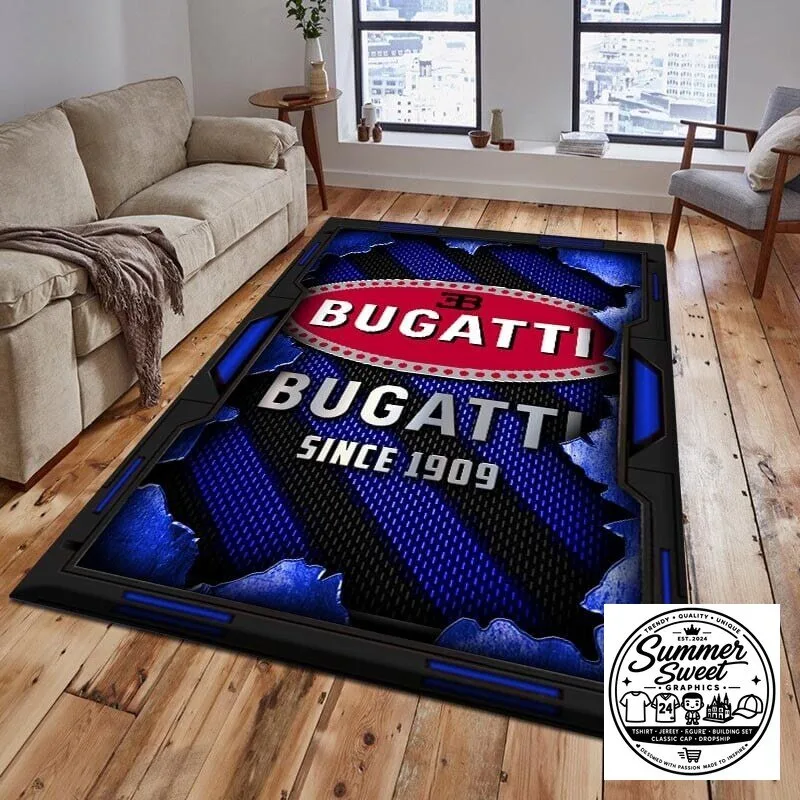 Bugatti Since 1909 Luxury Sports Car Racing Team Logo Floor Rug 9 Bugatti Since 1909 Luxury Sports Car Racing Team Logo Floor Rug