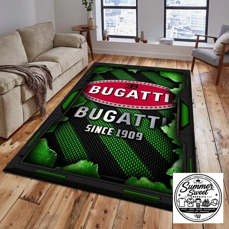 Bugatti Since 1909 Luxury Sports Car Racing Team Logo Floor Rug 10 Bugatti Since 1909 Luxury Sports Car Racing Team Logo Floor Rug