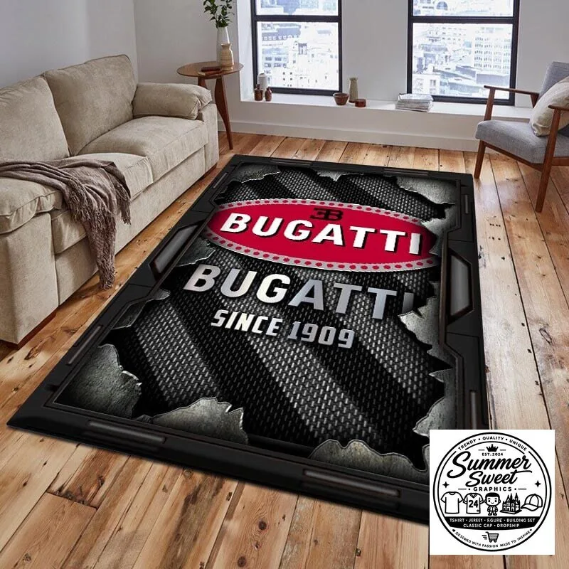 Bugatti Since 1909 Luxury Sports Car Racing Team Logo Floor Rug 11 Bugatti Since 1909 Luxury Sports Car Racing Team Logo Floor Rug