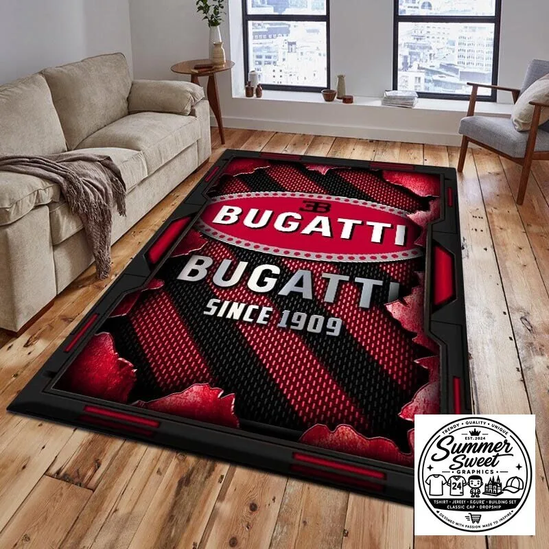 Bugatti Since 1909 Luxury Sports Car Racing Team Logo Floor Rug 12 Bugatti Since 1909 Luxury Sports Car Racing Team Logo Floor Rug