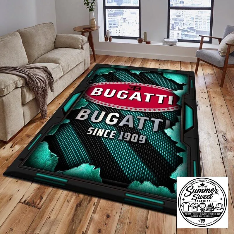 Bugatti Since 1909 Luxury Sports Car Racing Team Logo Floor Rug 14 Bugatti Since 1909 Luxury Sports Car Racing Team Logo Floor Rug