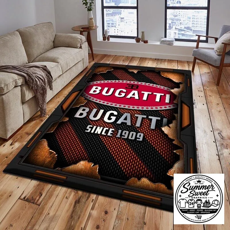 Bugatti Since 1909 Luxury Sports Car Racing Team Logo Floor Rug 15 Bugatti Since 1909 Luxury Sports Car Racing Team Logo Floor Rug