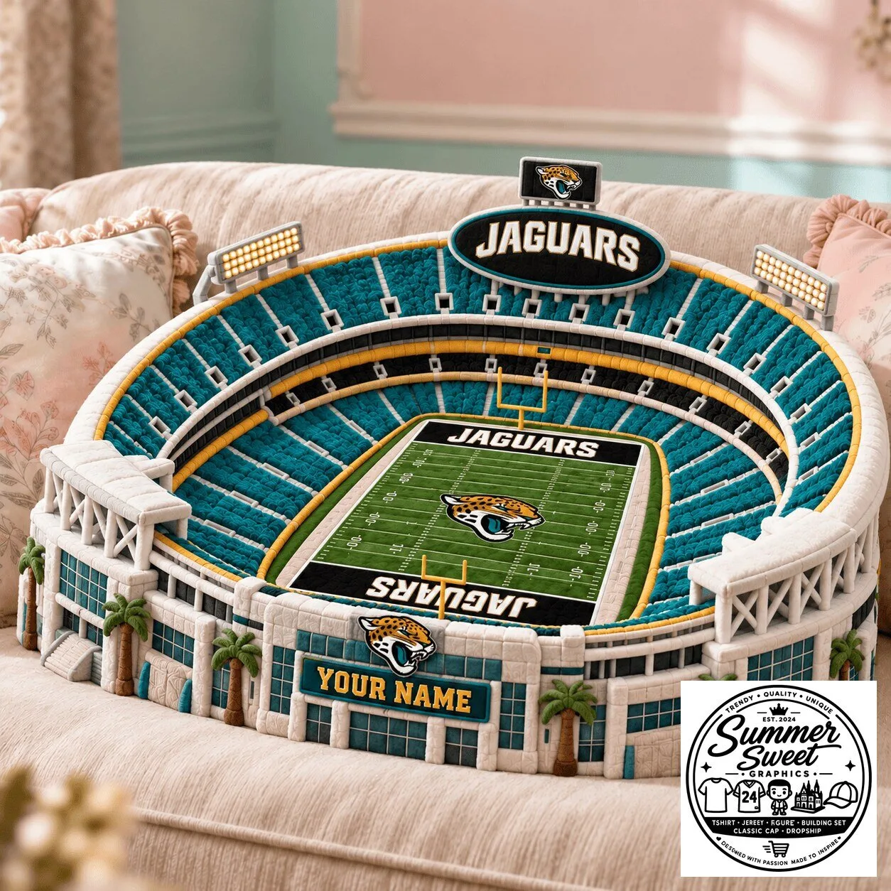 Jacksonville Jaguars NFL Stadium Shaped Decorative Pillow