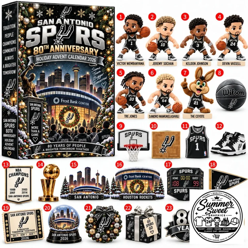 San Antonio Spurs 80th Anniversary Holiday Advent Calendar 2026 San Antonio Spurs 80th Anniversary Holiday Advent Calendar 2026