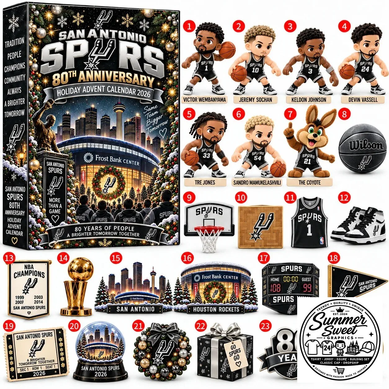 San Antonio Spurs 80th Anniversary Holiday Advent Calendar 2026 1 San Antonio Spurs 80th Anniversary Holiday Advent Calendar 2026