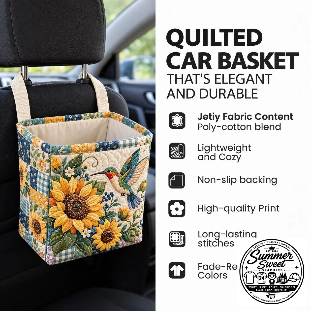 Christian Faith Hope Grace Floral Quilted Car Organizer Storage Basket 6 Christian Faith Hope Grace Floral Quilted Car Organizer Storage Basket
