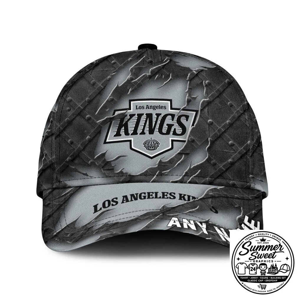 Los Angeles Kings Personalized Black Metal Design Baseball Cap Hat
