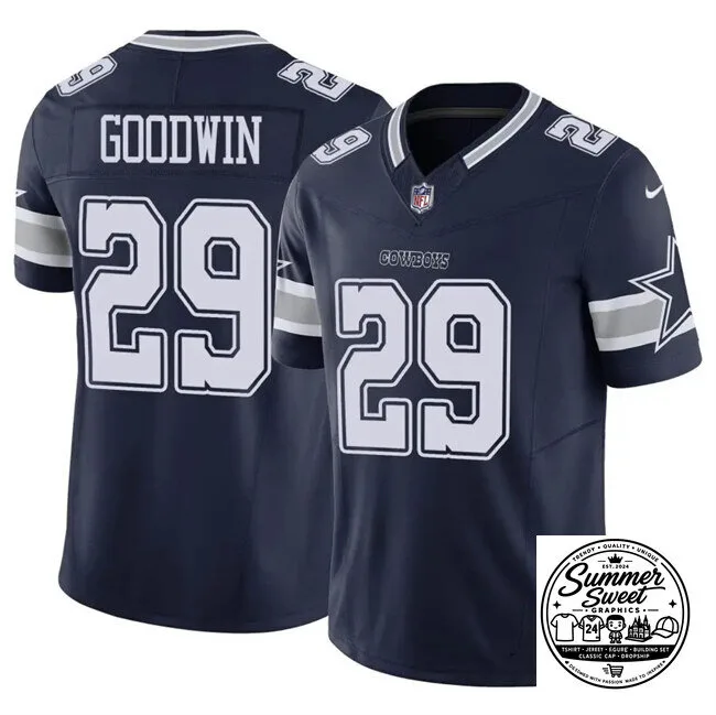 Dallas Cowboys Football C.J. Goodwin Number 29 Navy Blue Jersey