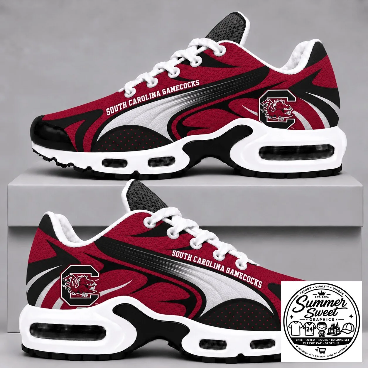 South Carolina Gamecocks Team Logo Athletic Sneakers Shoes for Men and Women