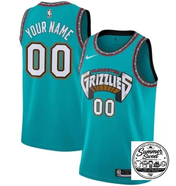 Vancouver Grizzlies Classic Edition Teal Basketball Jersey