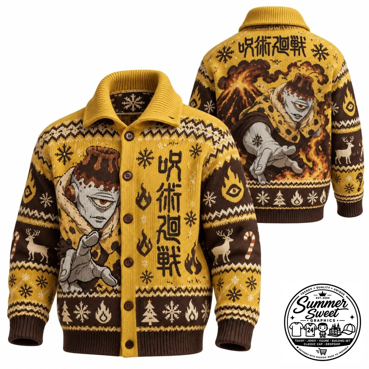 Mahito Christmas Sweater - Knitted Cardigan from Jujutsu Kaisen Anime