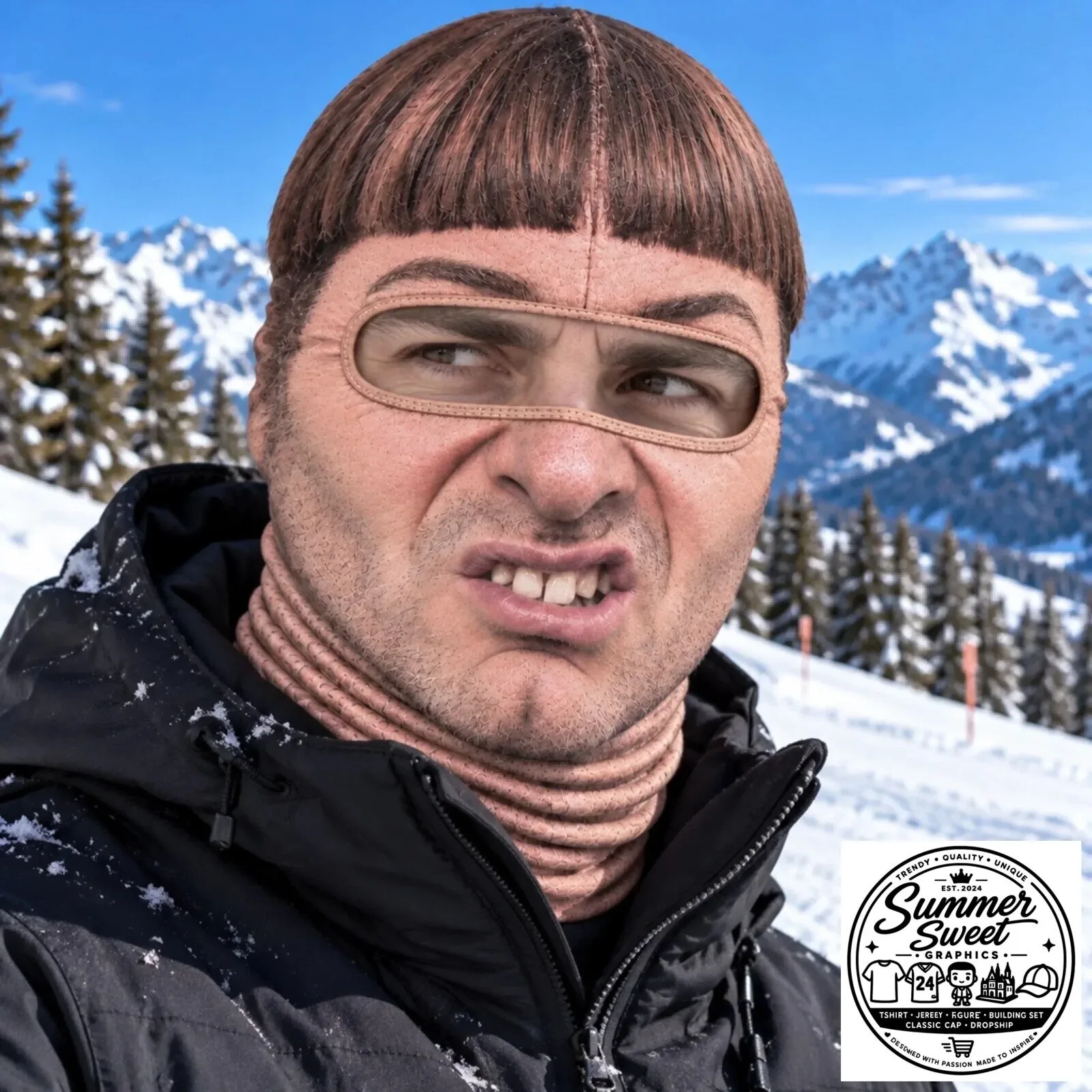 Funny Bowl Cut Hairstyle Missing Teeth Costume Headwear Balaclava Face Mask 9 Funny Bowl Cut Hairstyle Missing Teeth Costume Headwear Balaclava Face Mask